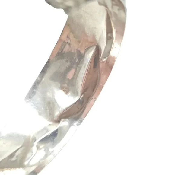 925 Sterling Silver Texture Southwestern Cable Open Cuff Bracelet Vintage - Picture 6 of 9